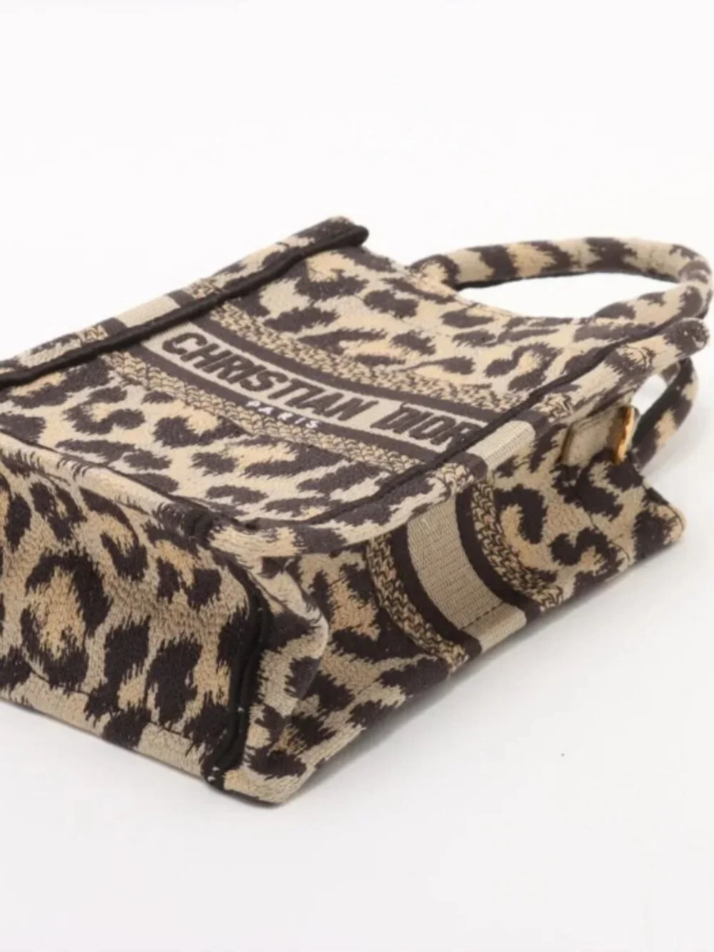 Christian Dior Leopard Vertical Book Tote Canvas Two-Way Handbag - Picture 3 of 12